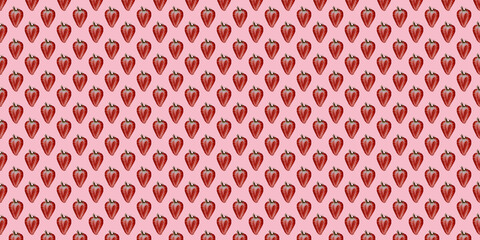 fresh strawberries pattern on pink background