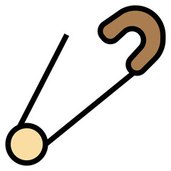 Safety pin outline filled color icon
