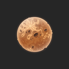 Cartoon Mercury. The planet is isolated on a dark background.