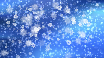 Abstract blue festive background with snowflakes