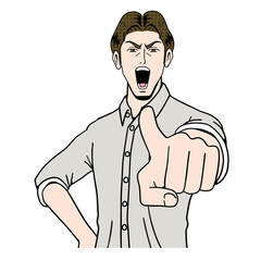 アメコミタッチの指さす男性