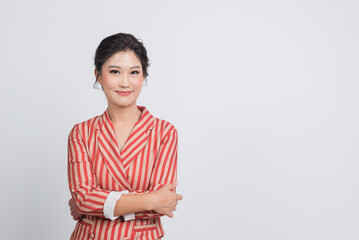 asian woman on white background, pretty girl
