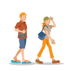 観光地を散策する白人カップル