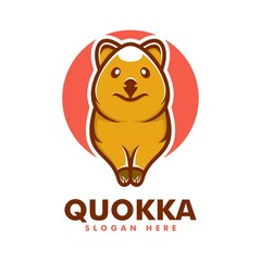 Vector Logo Illustration Quokka Simple Mascot Style.