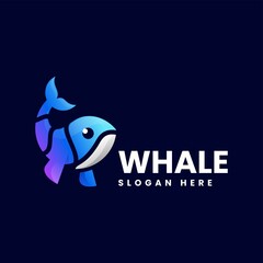 Vector Logo Illustration Whale Gradient Colorful Style.