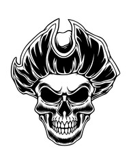 Skull line art design vector logo illustration