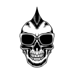 Skull line art design vector logo illustration