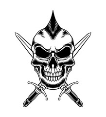 Skull line art design vector logo illustration