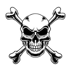 Skull line art design vector logo illustration