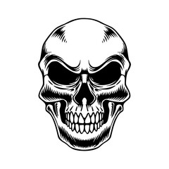 Skull line art design vector logo illustration