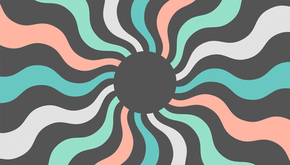 Retro banner with sun and rays in style of 70s - 513087405