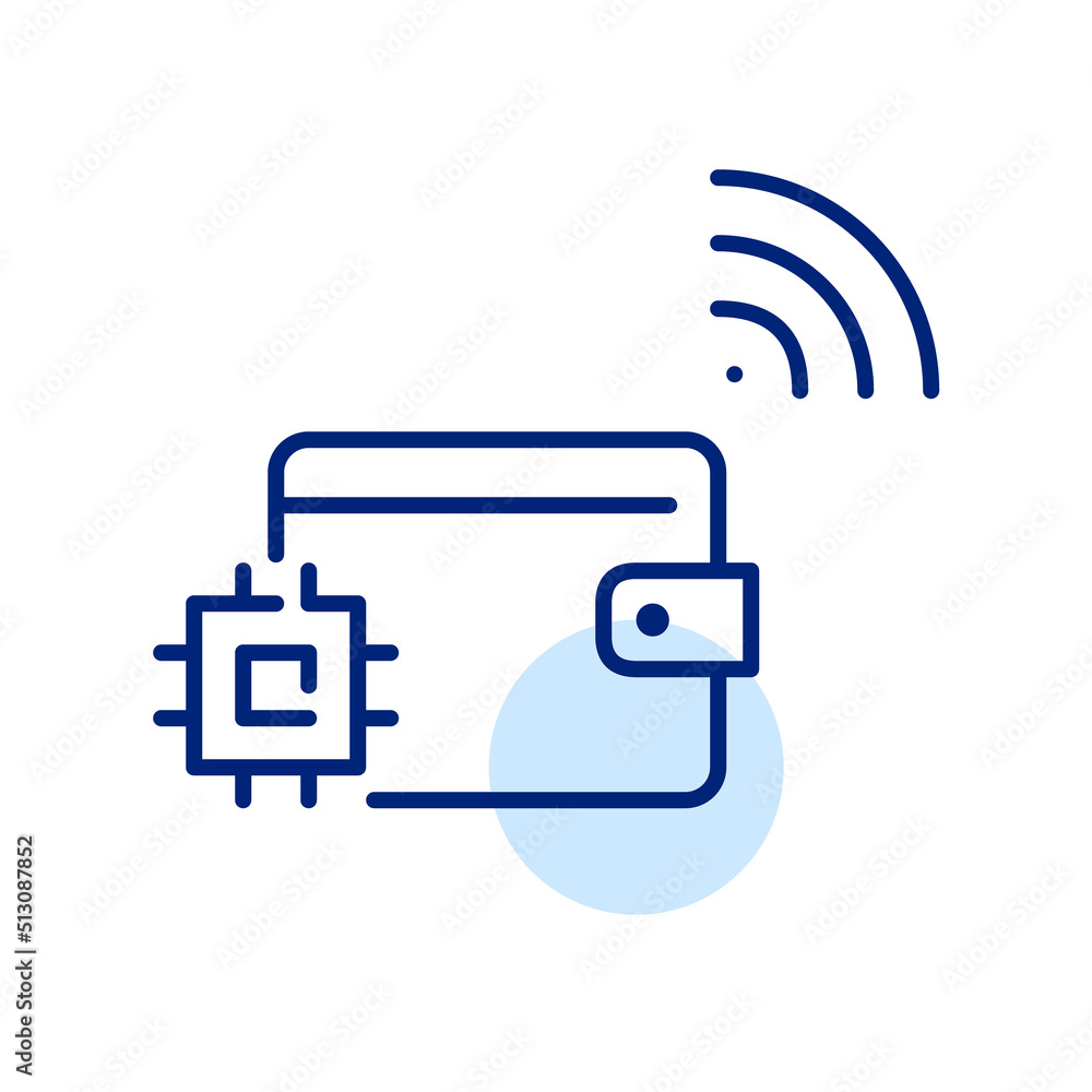 Aufkleber smart secure wallet with cpu chip. pixel perfect, editable stroke line art icon