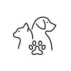 Pet-friendly product label. Canine and feline. Pixel perfect, editable stroke line icon