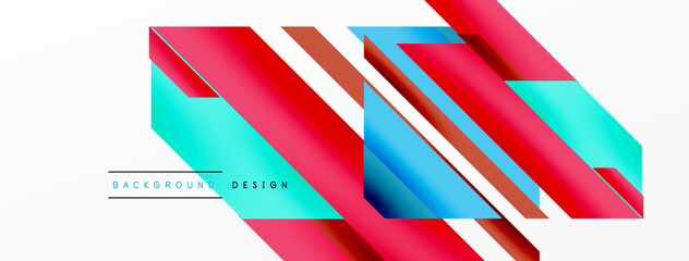 Minimal geometric abstract background. Dynamic 3d lines composition. Trendy techno business template for wallpaper, banner, background or landing