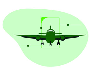 Fototapeta na wymiar simple green Plane icon airplane symbol in flat
