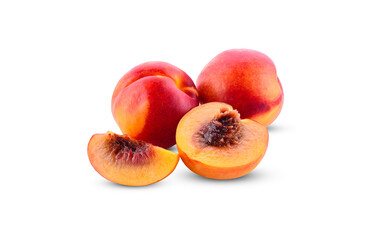 fresh peaches isolated on white background