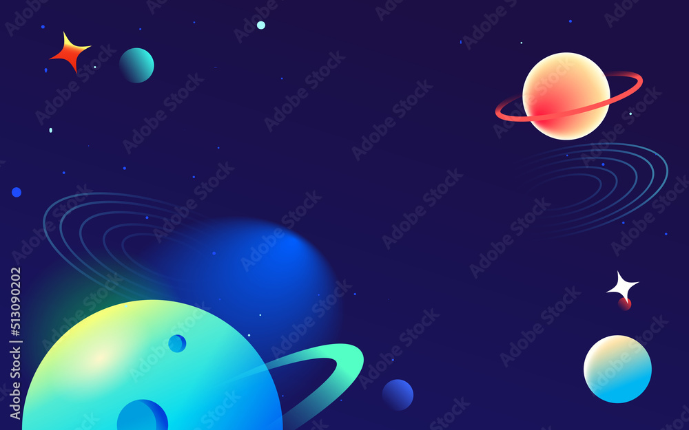 Wall mural astronaut is exploring space with universe and planets in the background, vector illustration