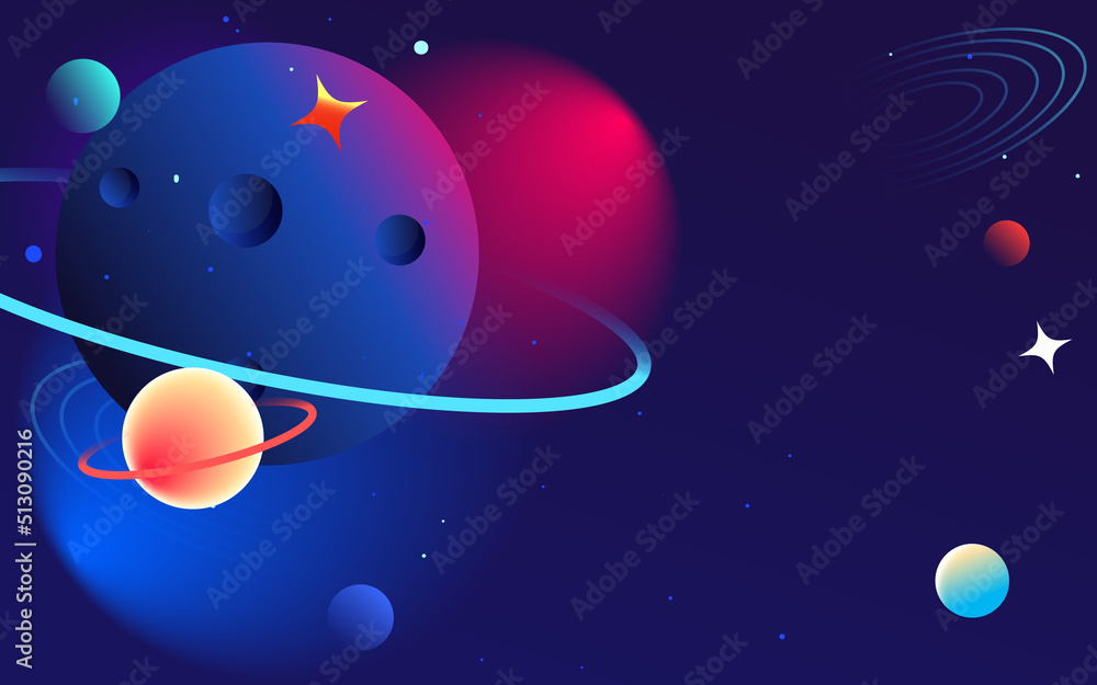 Canvas Prints astronaut is exploring space with universe and planets in the background, vector illustration
