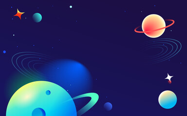 Fototapeta premium Astronaut is exploring space with universe and planets in the background, vector illustration
