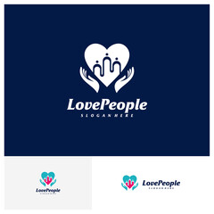 Pulse People Logo Design Template. People logo concept vector. Emblem, Creative Symbol, Icon