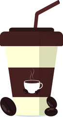 coffee cup with coffee beans flat design vector.