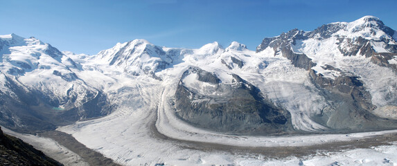 Obraz premium Gorner glacier @Zermatt.Switzerland / ゴルナー氷河 ＠スイス(wide panorama view)