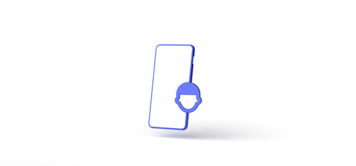 Male with Smartphone Isolated on background, icon, 3d rendering.