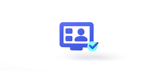 Fototapeta premium Presentation icon with check mark Isolated on background, cartoon, icon, 3d rendering.