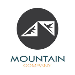 Naklejka premium Minimalist mountain and sun logo design in flat colors packed with modern concepts vector illustration