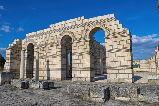 Ruins of The Great Basilica at the Outer Town of Pliska, the first Bulgarian capital. Bulgaria
