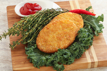 Fried crusty potato hashbrown pancake