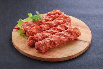 Raw beef kebab minced meat