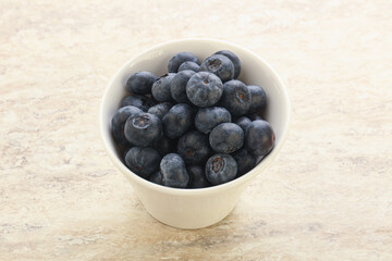 Sweet ripe blueberry heap in the bowl
