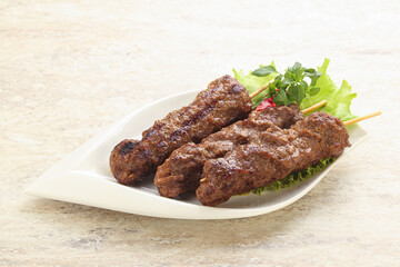 Beef kebab skewer minced meat