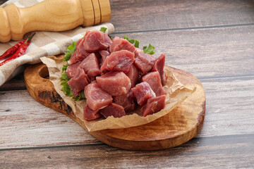 Raw pork cube for roast