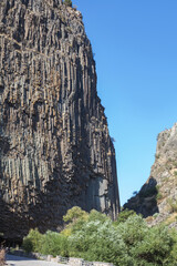 Garni gorge in Armenia. Symphony of stones from afar