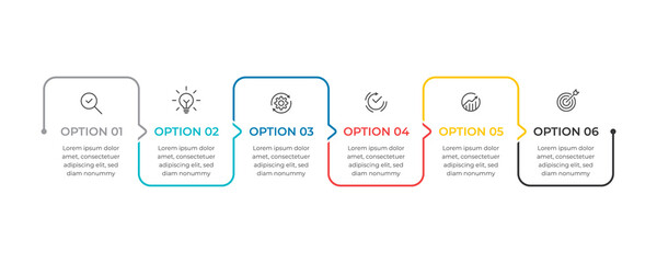 Timeline infographic 6 options process business journey design elements template