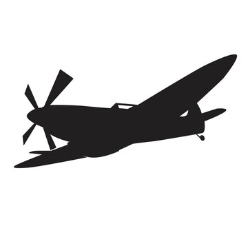 Vintage Us War Plane Icon Silhouette Vector Design