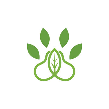 Paw leaf logo design template vector illustration