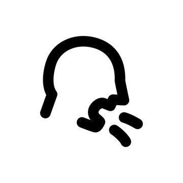 Simple Nausea Icon, Vomit, Vector Outline Icon On White Background.