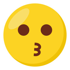 Kissing face expression character emoji flat icon.