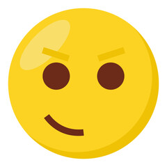 Smirking face expression character emoji flat icon.