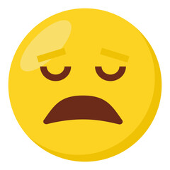 Weary face expression character emoji flat icon.