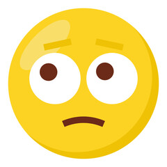 Pleading face expression character emoji flat icon.