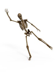 3d-illustration of an isolated fantasy skeleton waving
