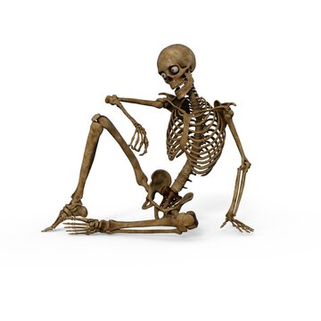 3d-illustration of an isolated relaxed fantasy skeleton