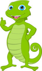 cute cartoon chameleon thumbs up