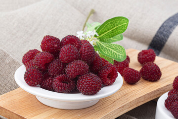 Raspberry, wild berry isolated on white background