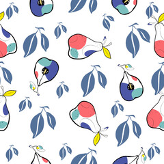 seamless pattern with fruit and leaves