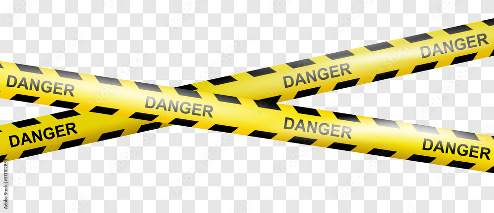Wall mural realistic crossing warning danger tapes or police line. caution tape of warning signs for constructi